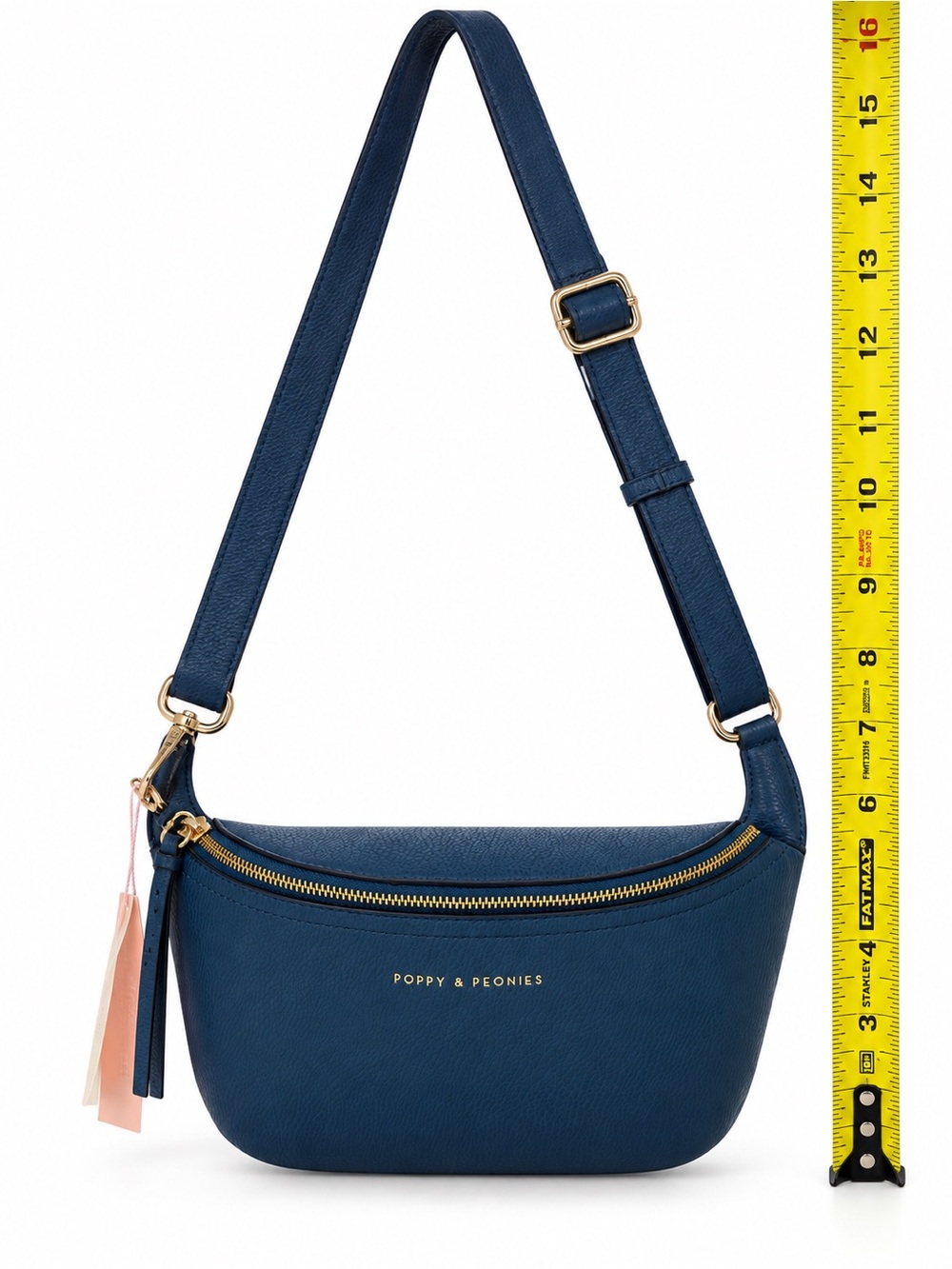 Poppy & Peonies The Sidekick Navy Crossbody Belt Bag NWT Vegan Leather - Picture 7 of 10